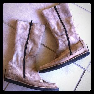 Schnoor leather flat boots double zipper!